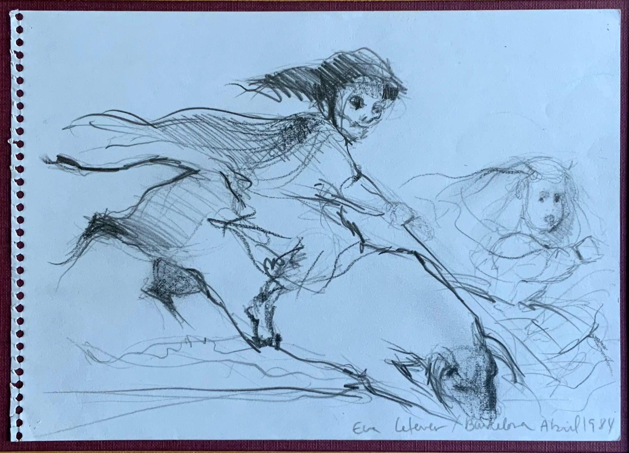 Obra "Bruja montando un toro y menina huyendo" de Eva Lefever