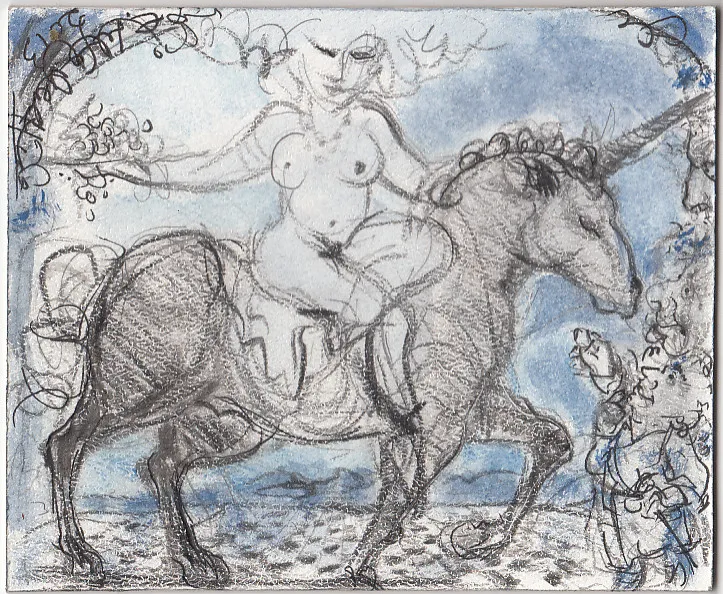 Obra "Dama en unicornio" de Eva Lefever