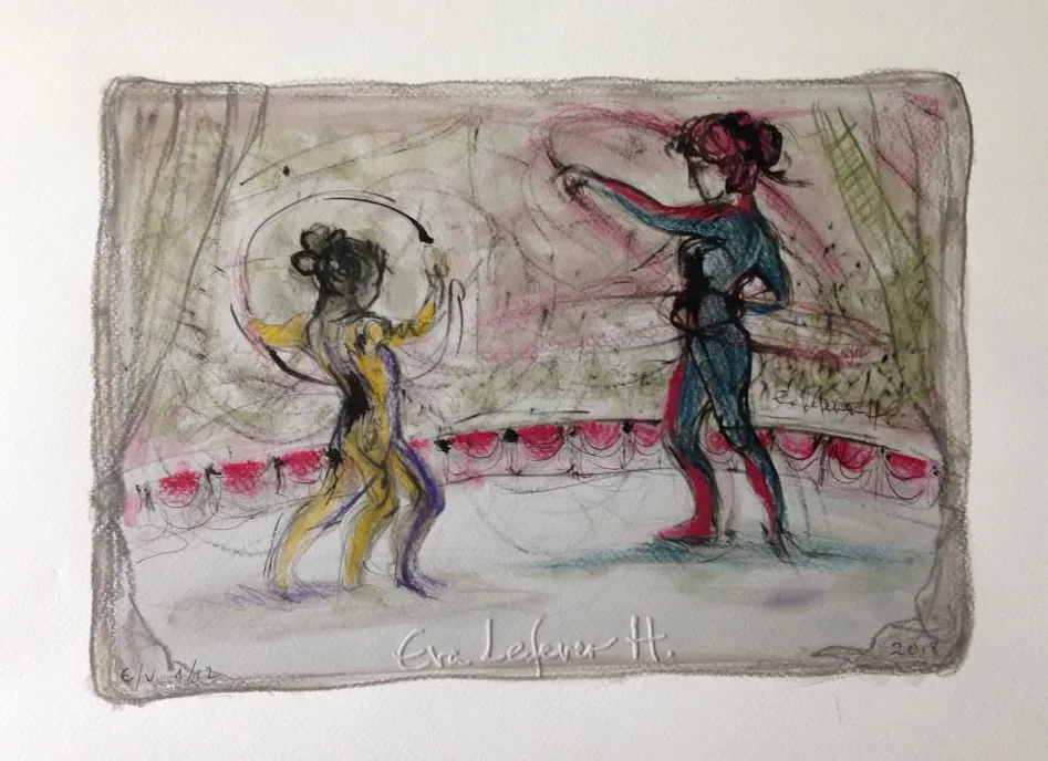 Obra "Dos artistas de circo con aros I" de Eva Lefever