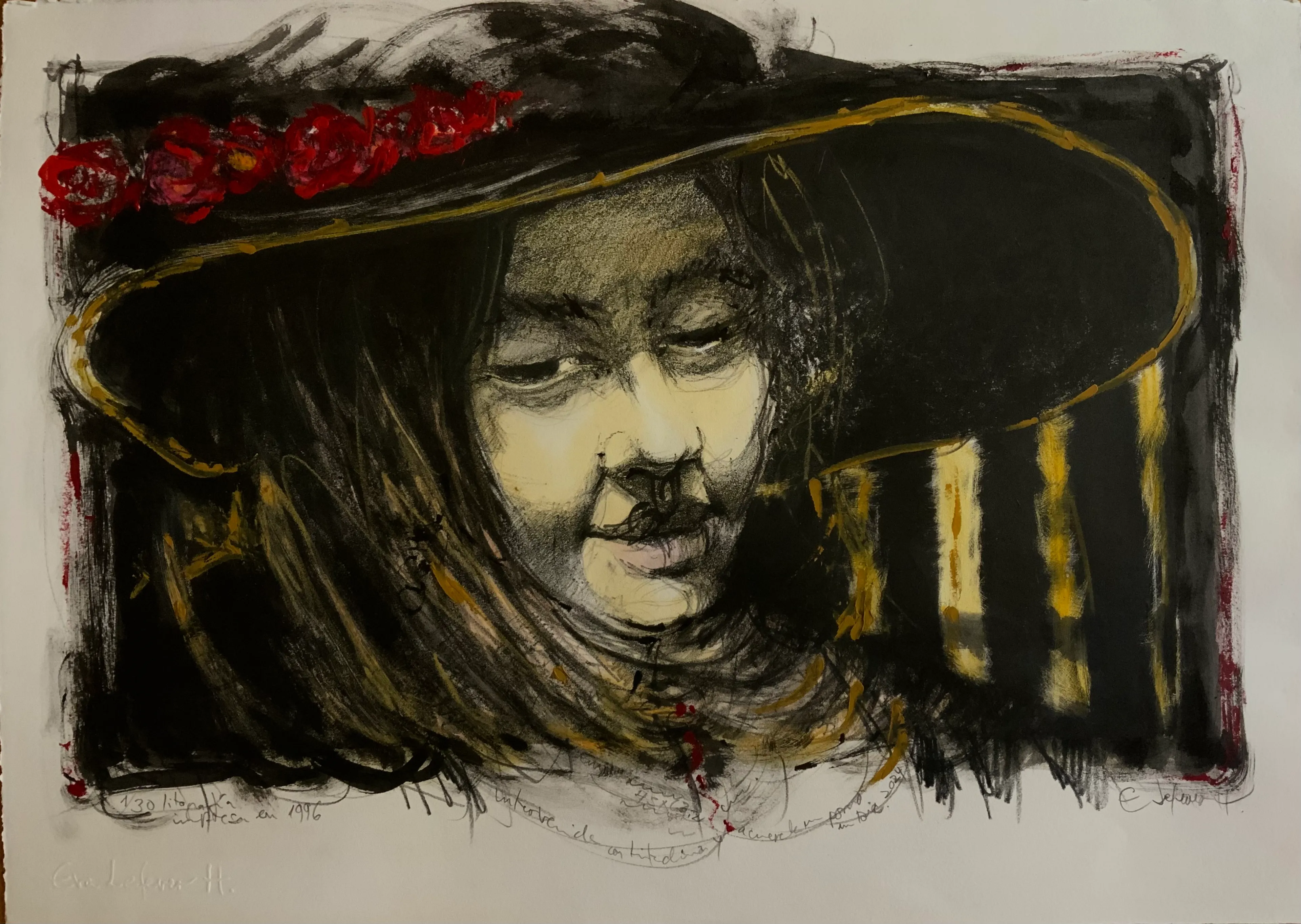Obra "El sombrero con flores" de Eva Lefever