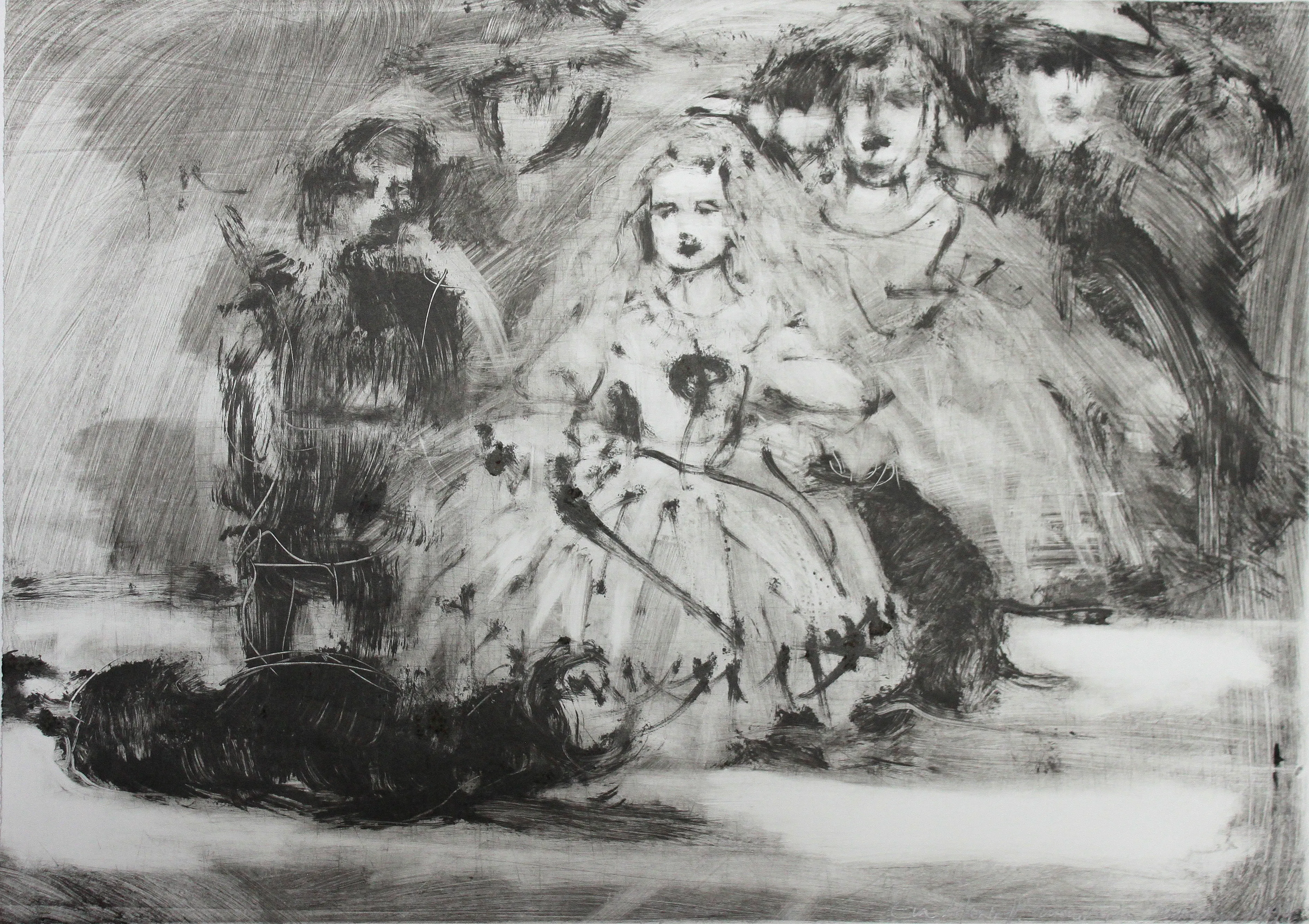 Obra "Escena taurina con cortesanos" de Eva Lefever