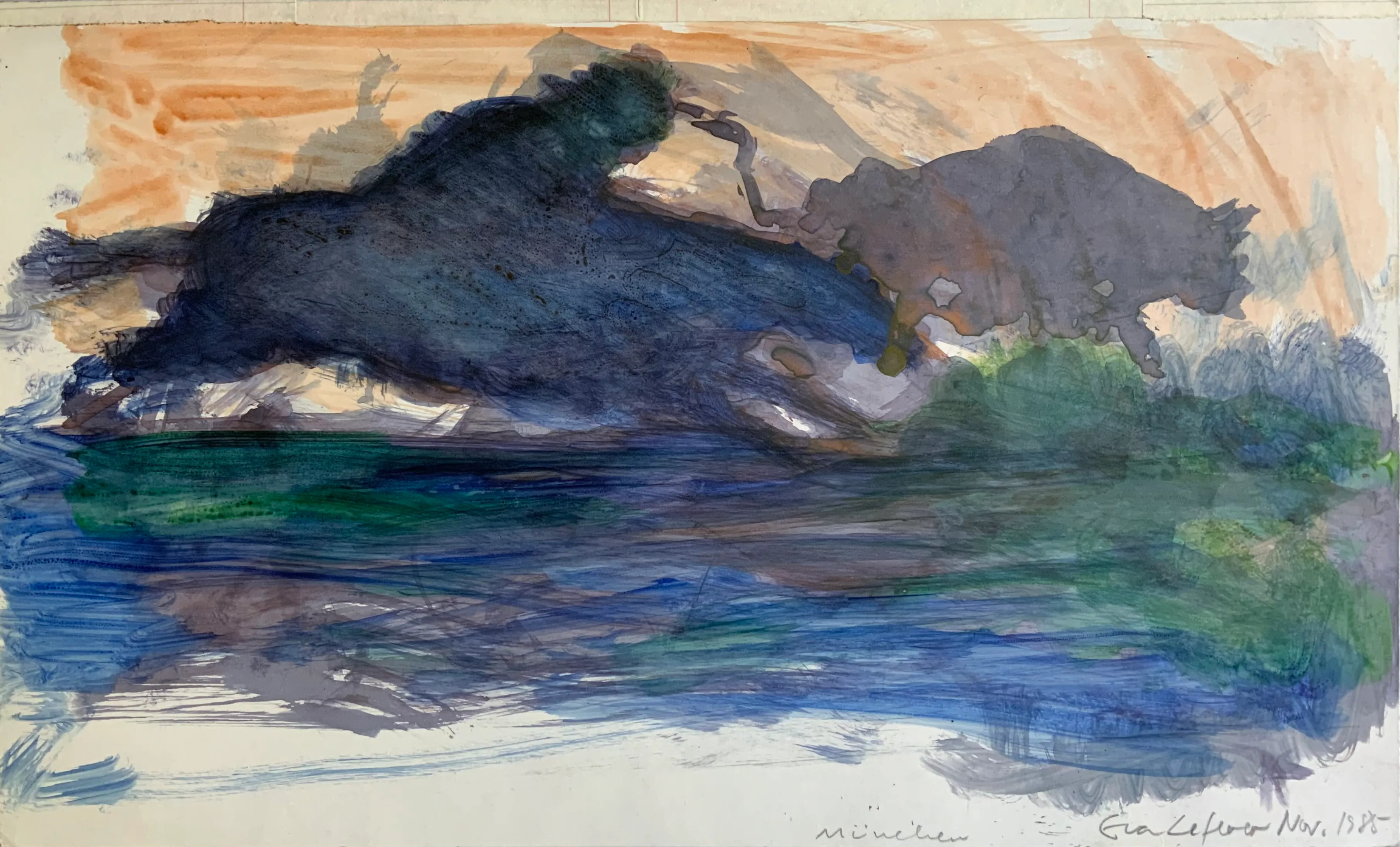 Obra "Jinete persiguiendo a un toro" de Eva Lefever