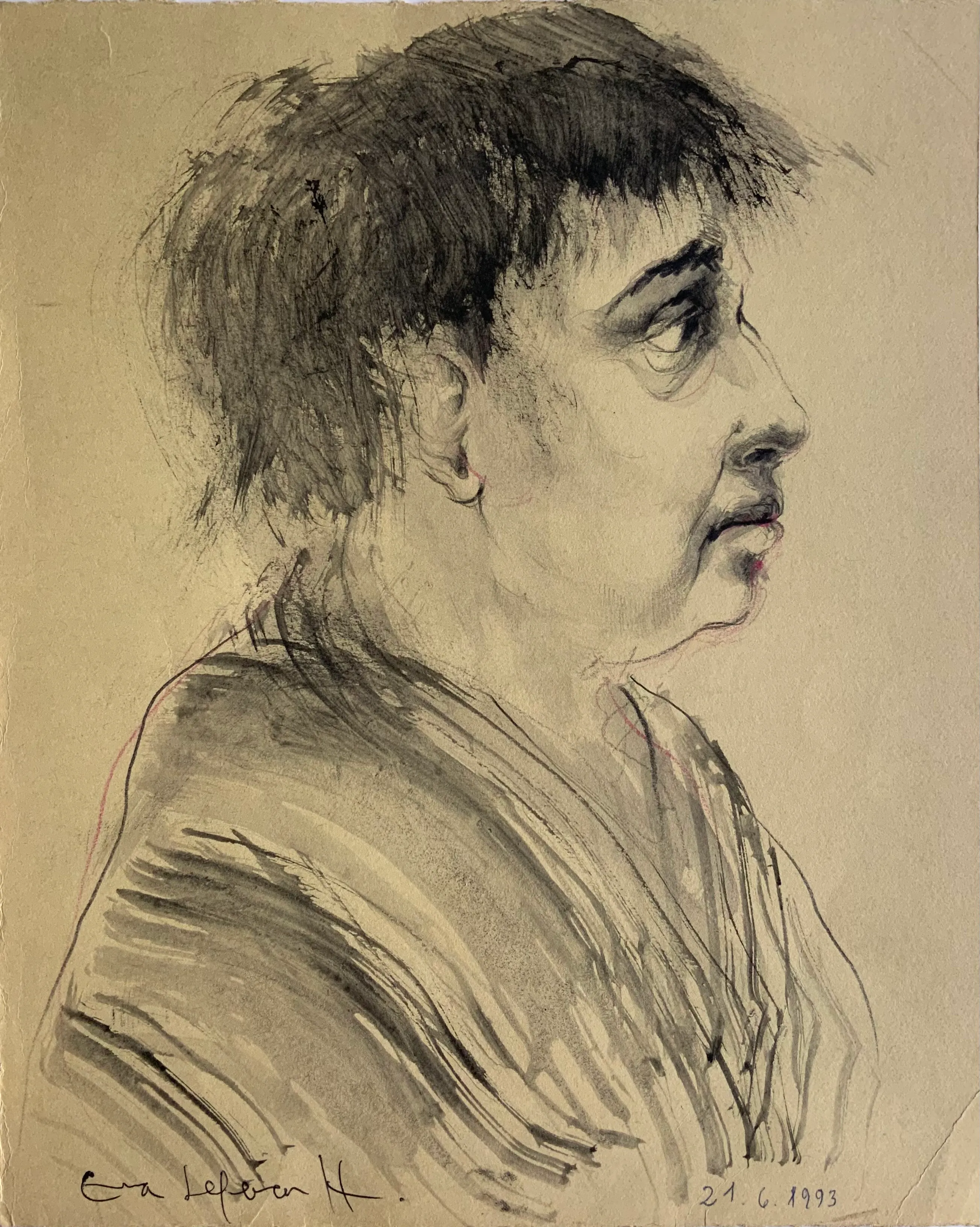 Obra "Joven de perfil" de Eva Lefever