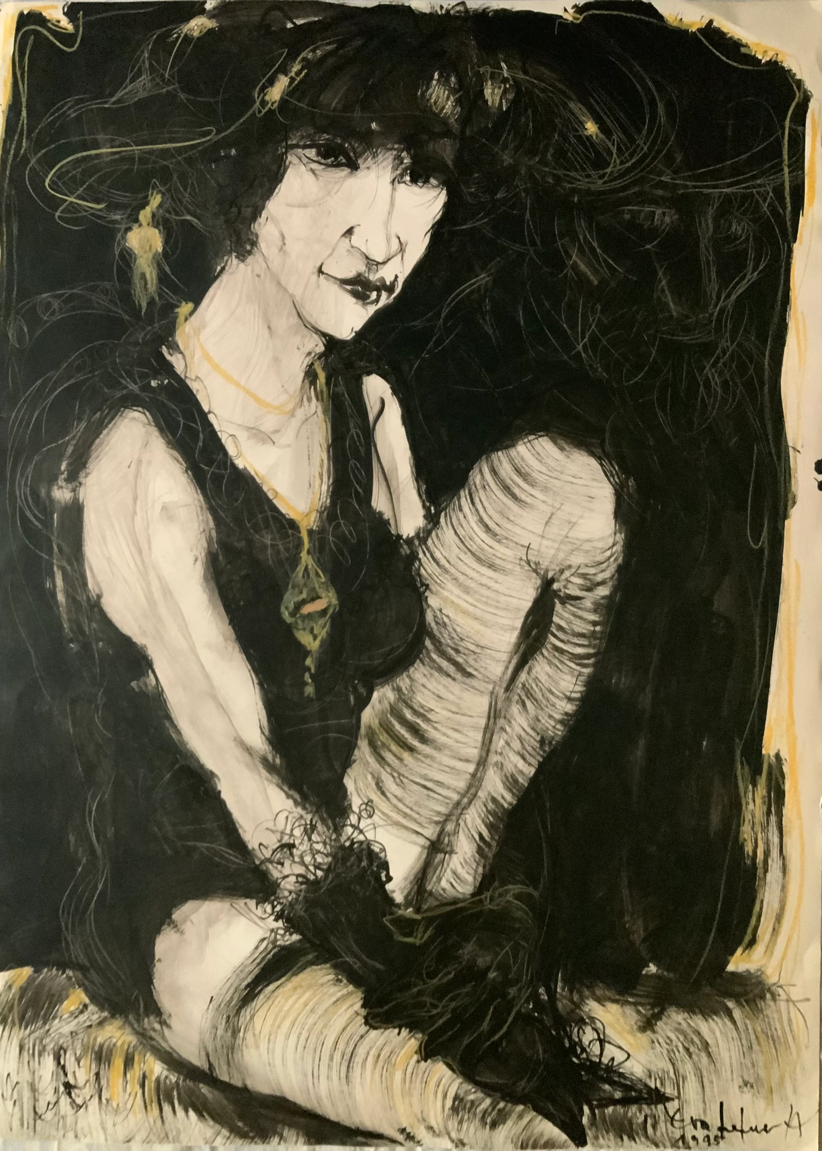 Obra "La mirada I (Un momento de descanso en su trabajo habitual)" de Eva Lefever