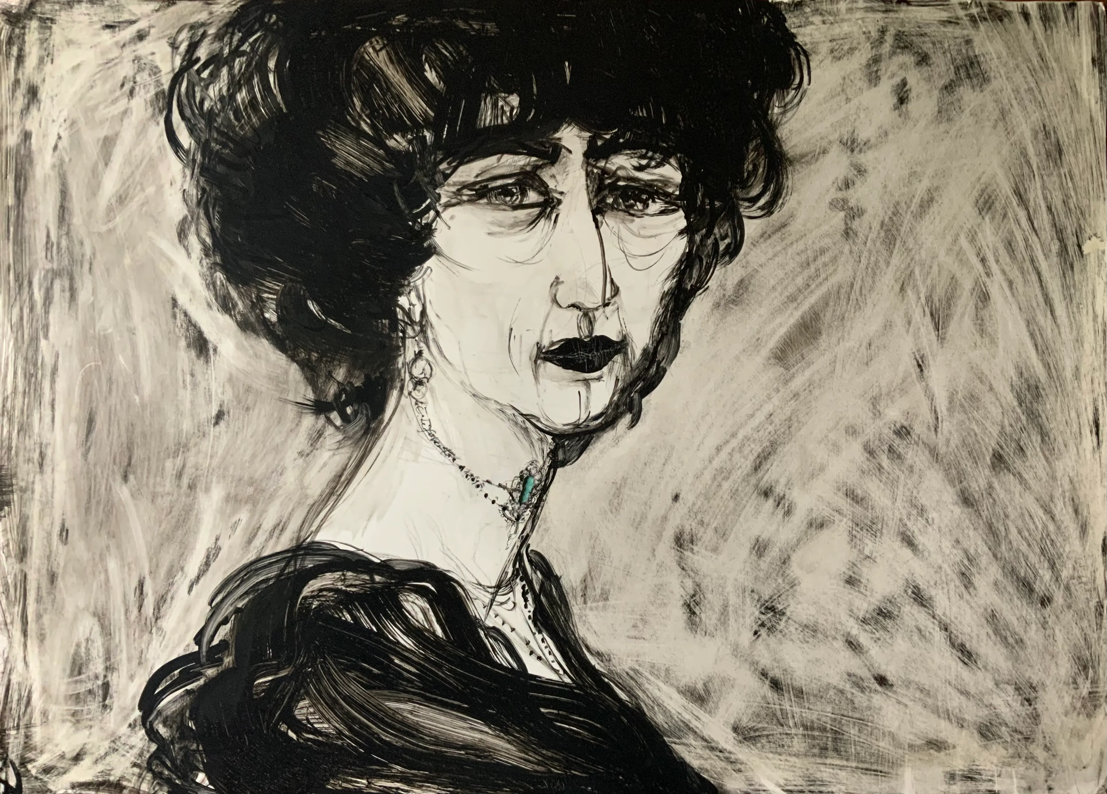 Obra "La mirada II (Retrato de una dama triste)" de Eva Lefever