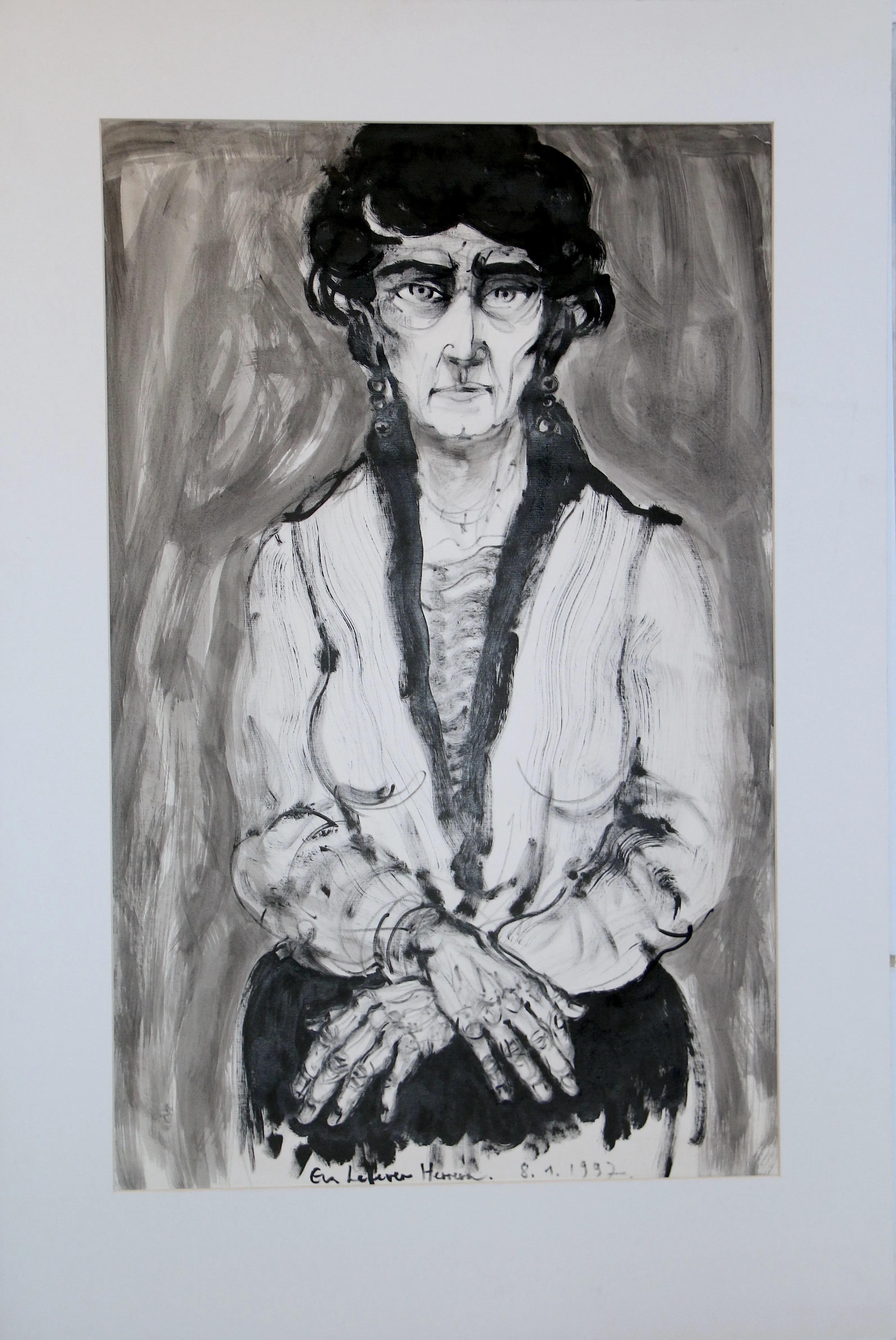 Obra "Mujer con las manos cruzadas" de Eva Lefever