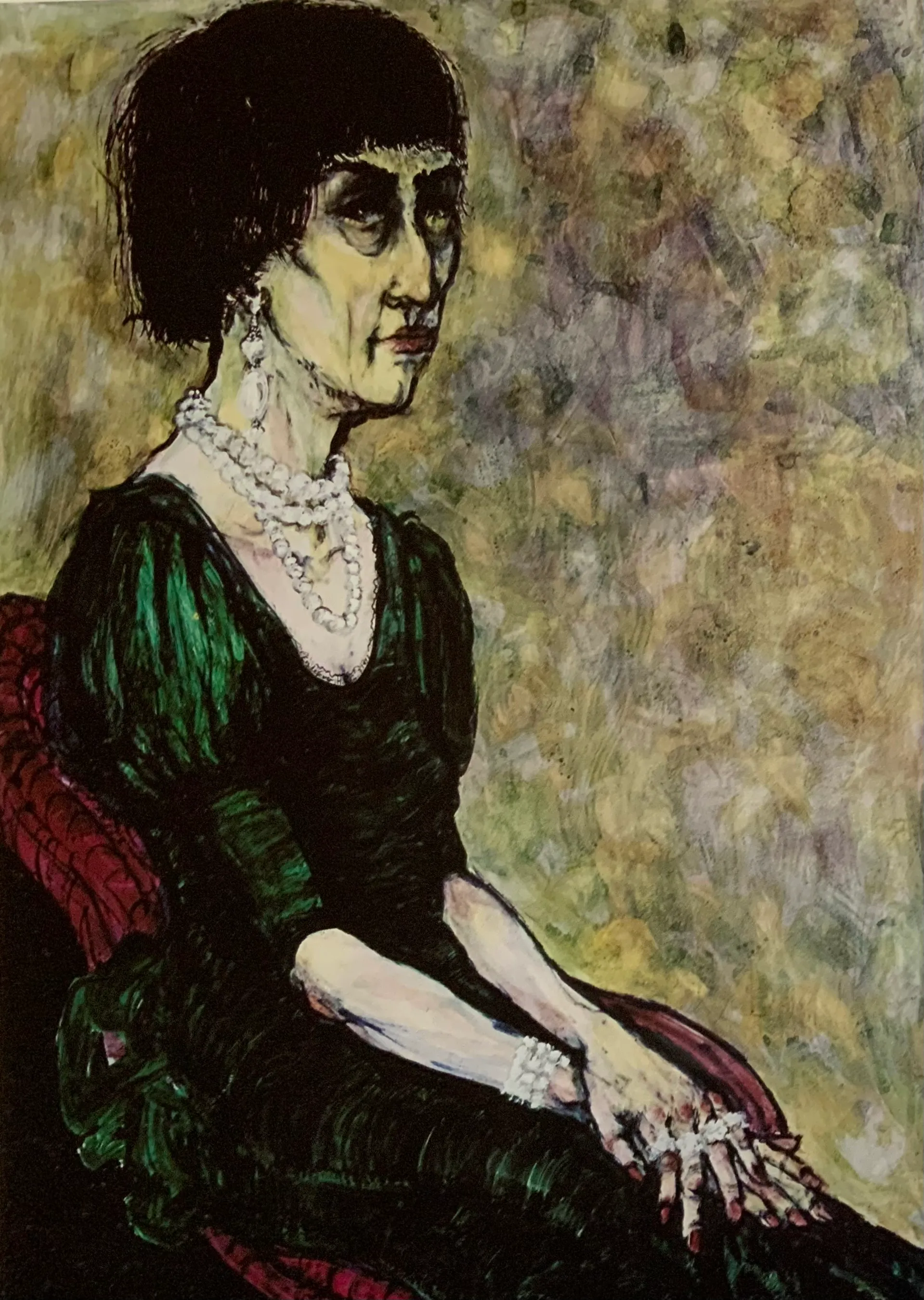 Obra "Mujer con traje verde" de Eva Lefever