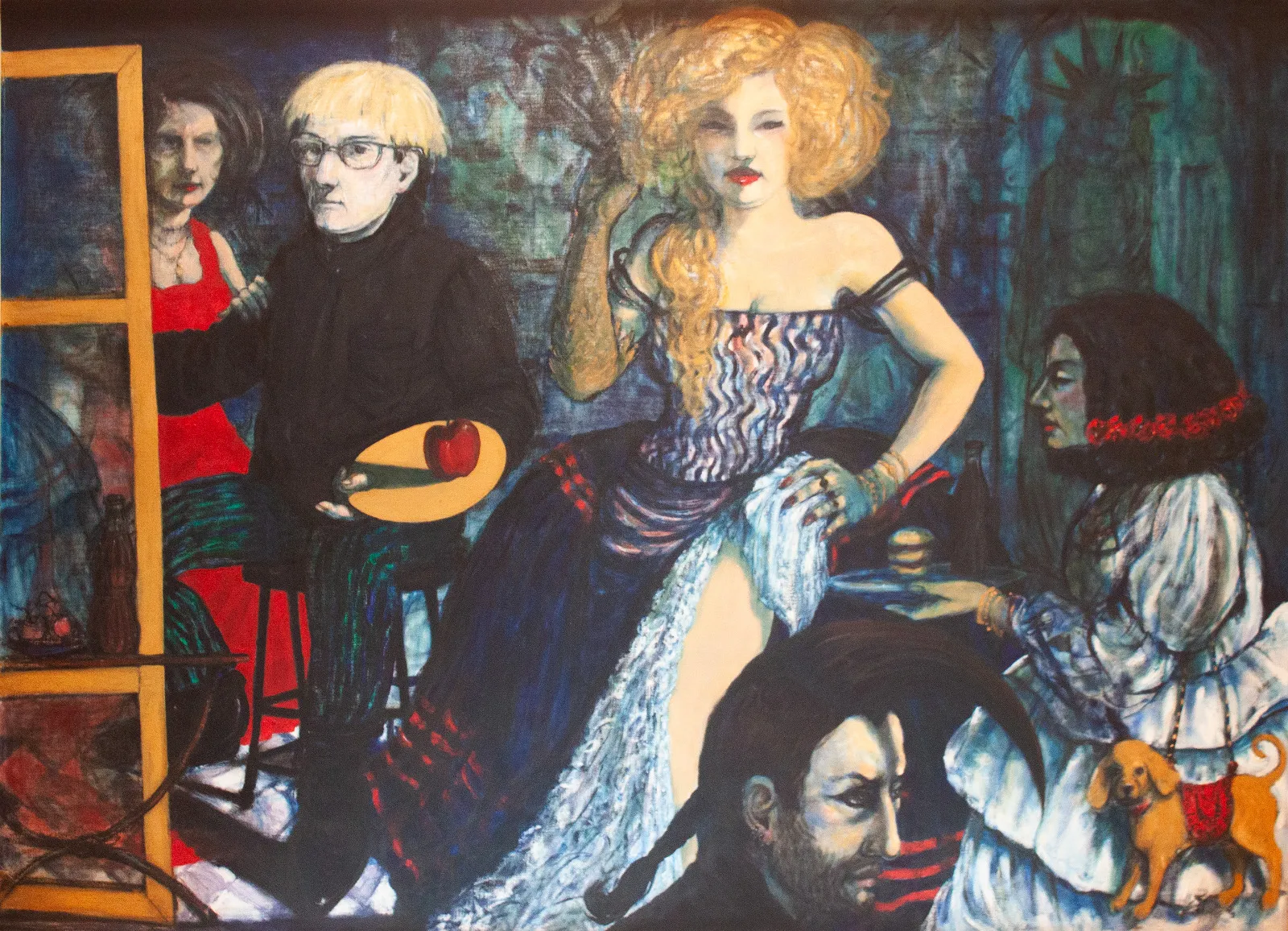 Obra "Mujer de rojo en el taller del pintor, revisando los avances de su encargo" de Eva Lefever