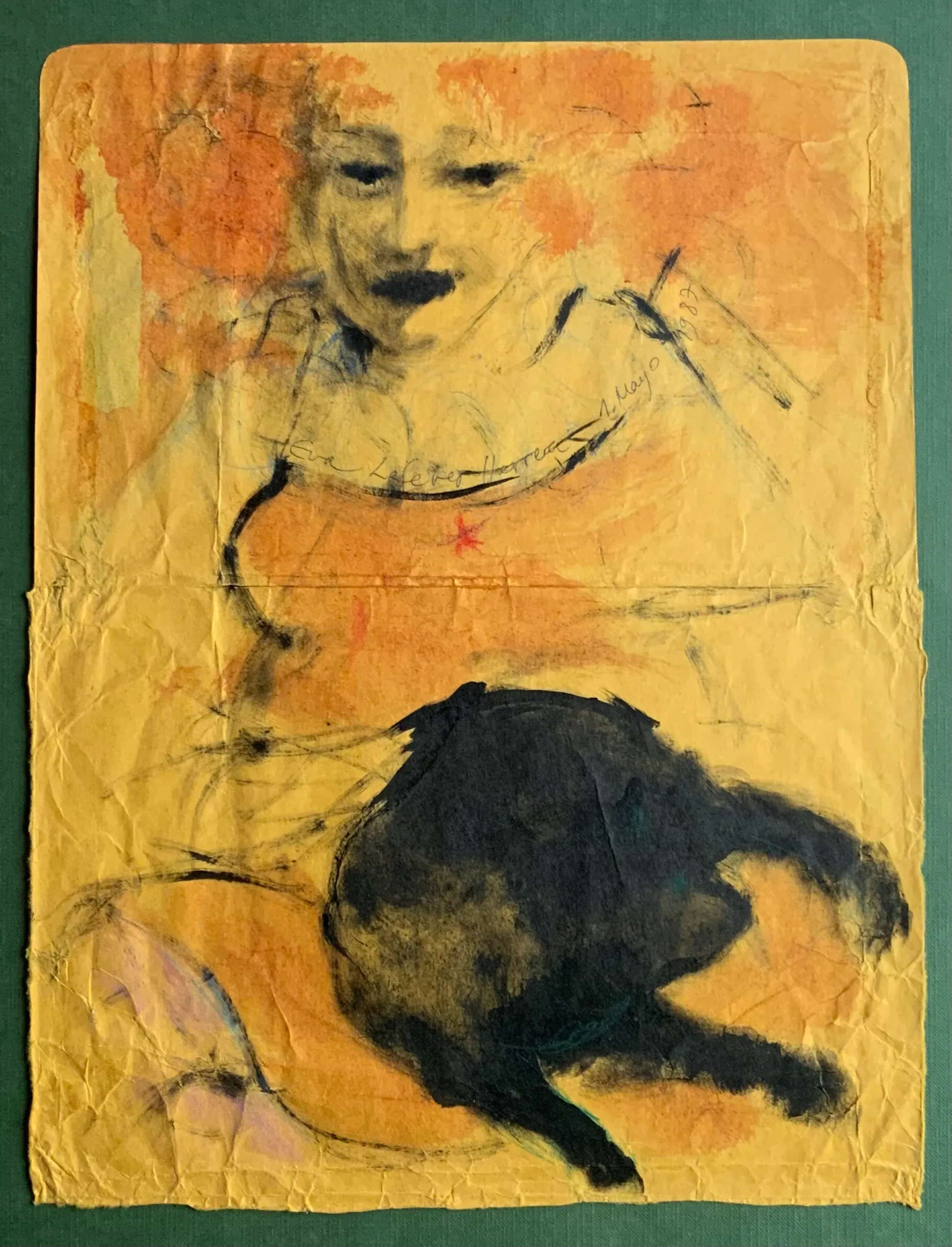 Obra "Mujer joven con gato" de Eva Lefever