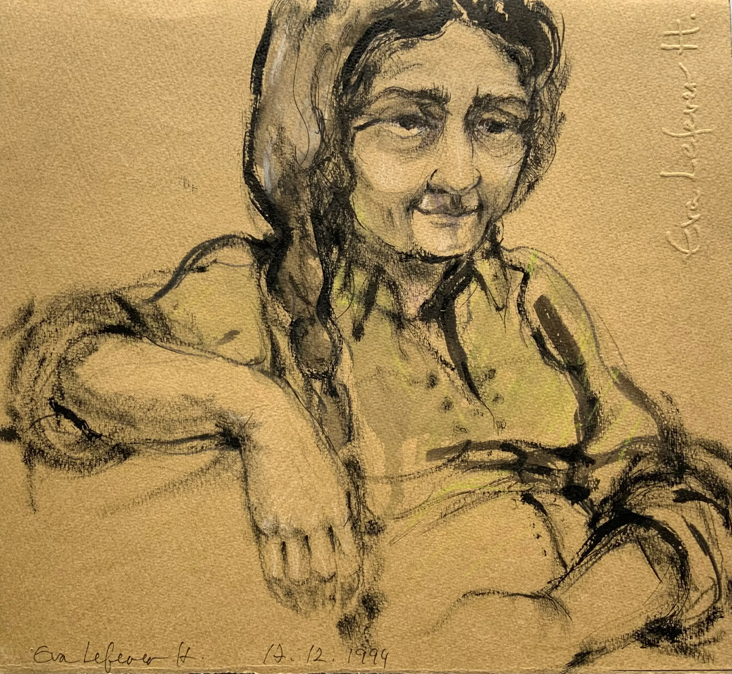 Obra "Mujer sobre fondo ocre" de Eva Lefever