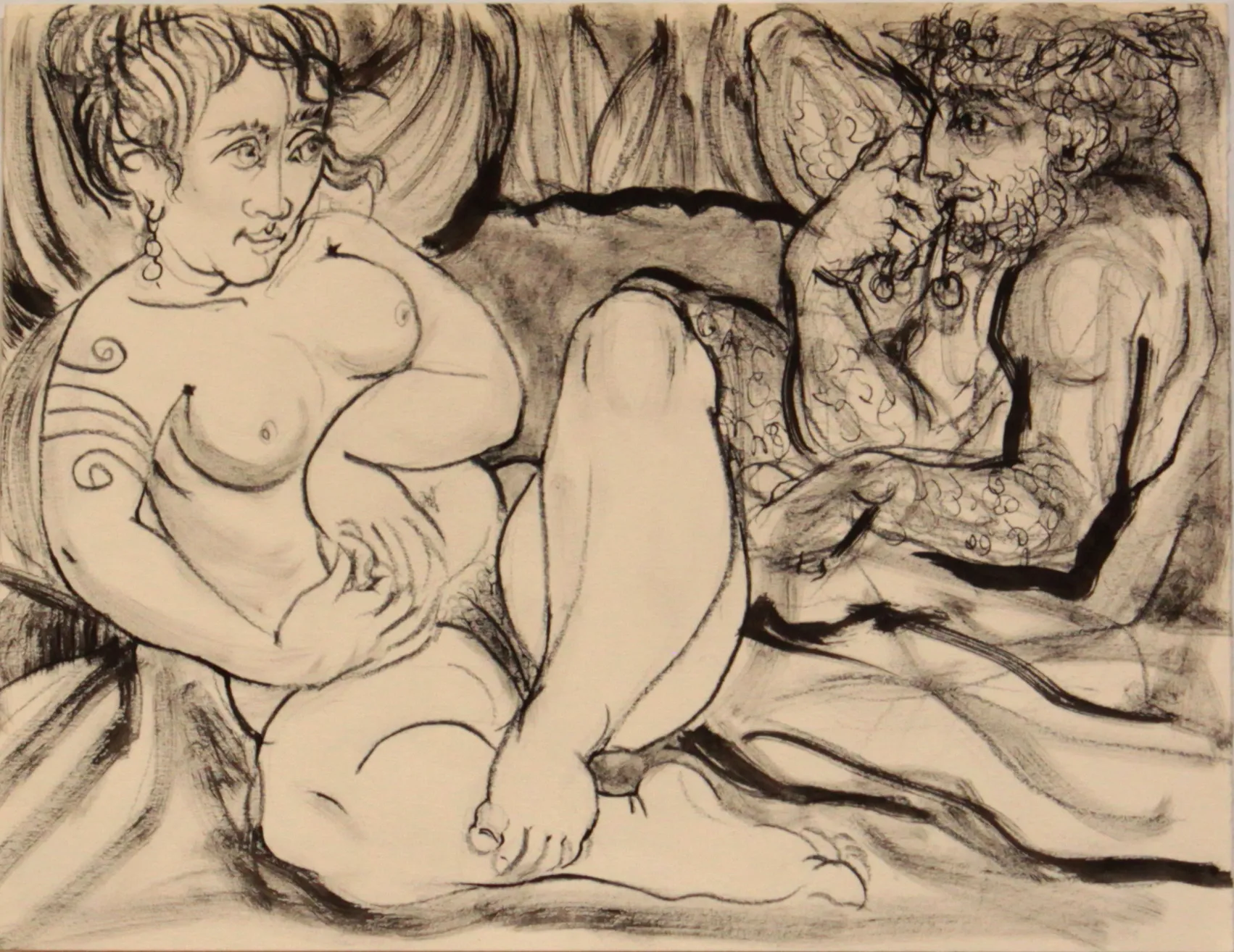 Obra "Mujer y fauno I" de Eva Lefever