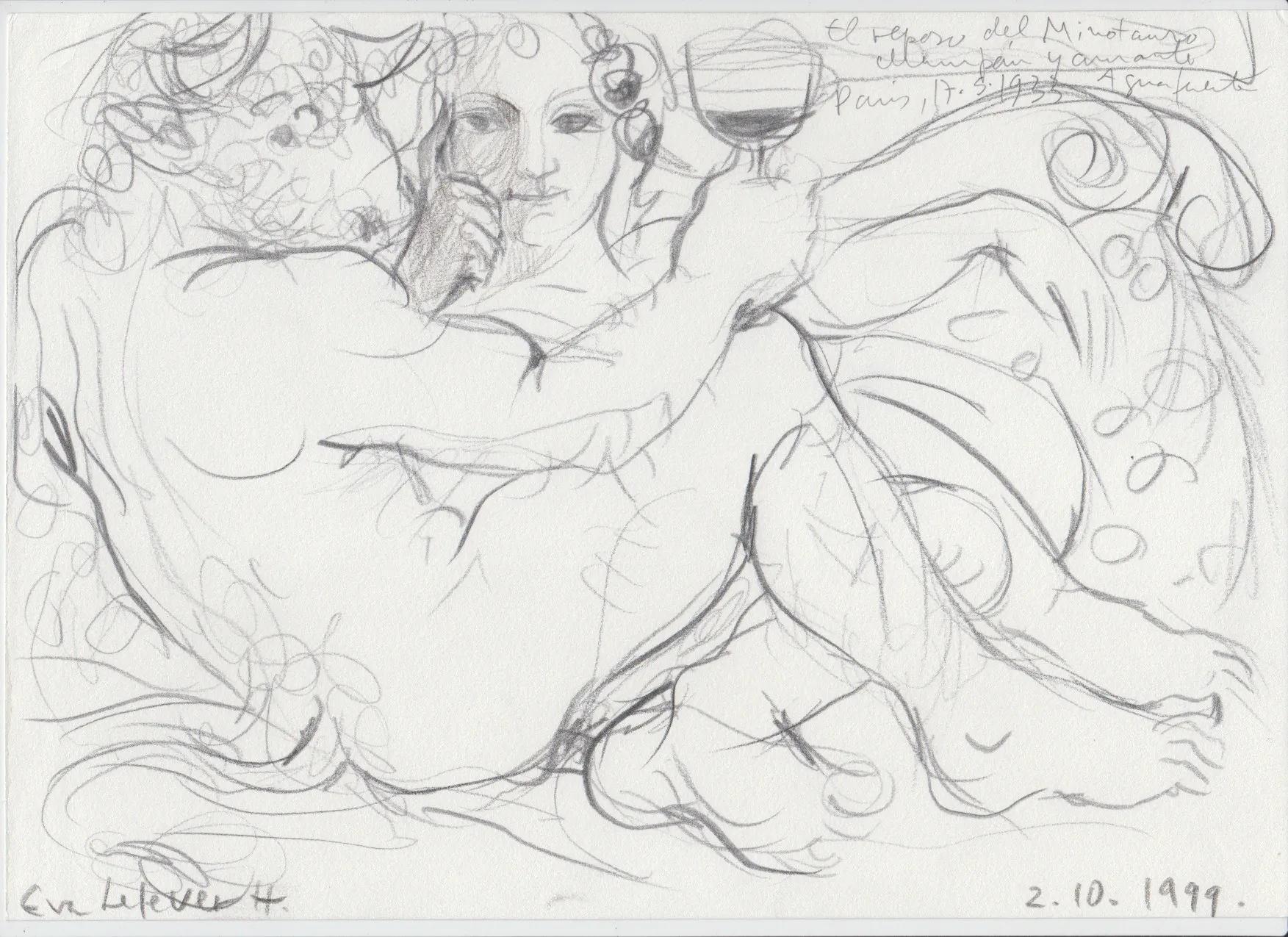 Obra "Mujer y minotauro I" de Eva Lefever