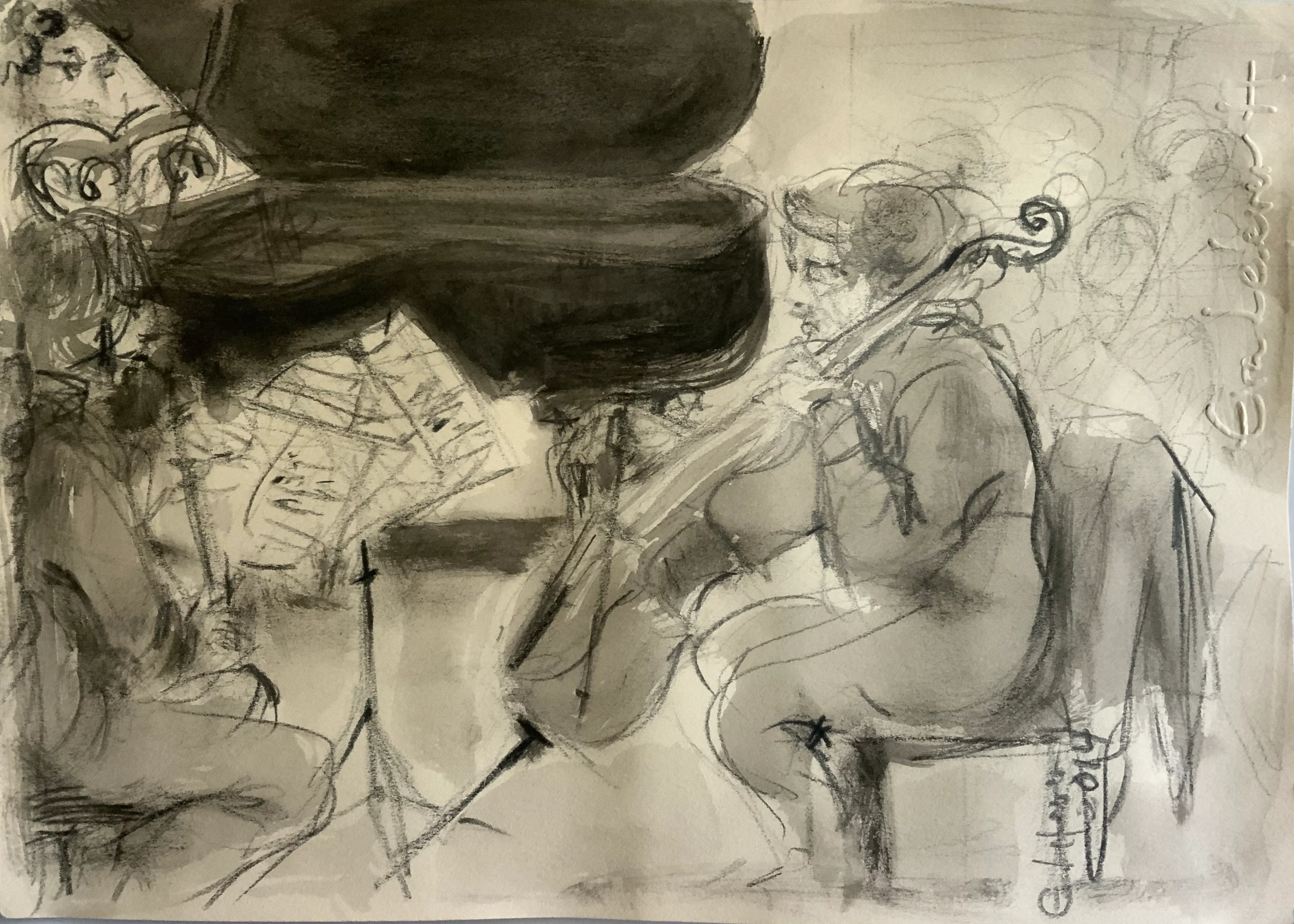 Obra "Músicos ensayando en Sala Shostakovich (VI)" de Eva Lefever