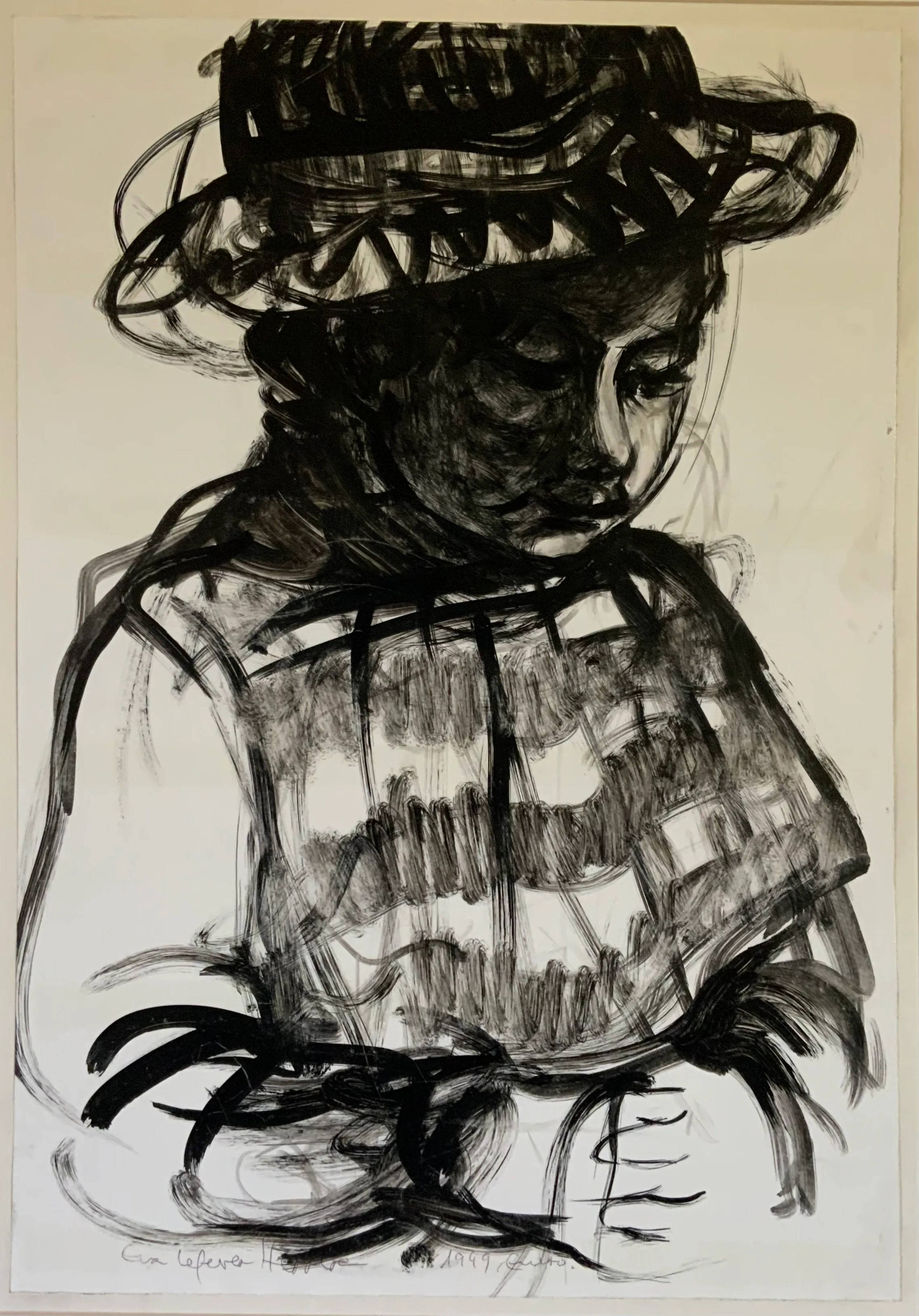 Obra "Niño huaso rezando" de Eva Lefever