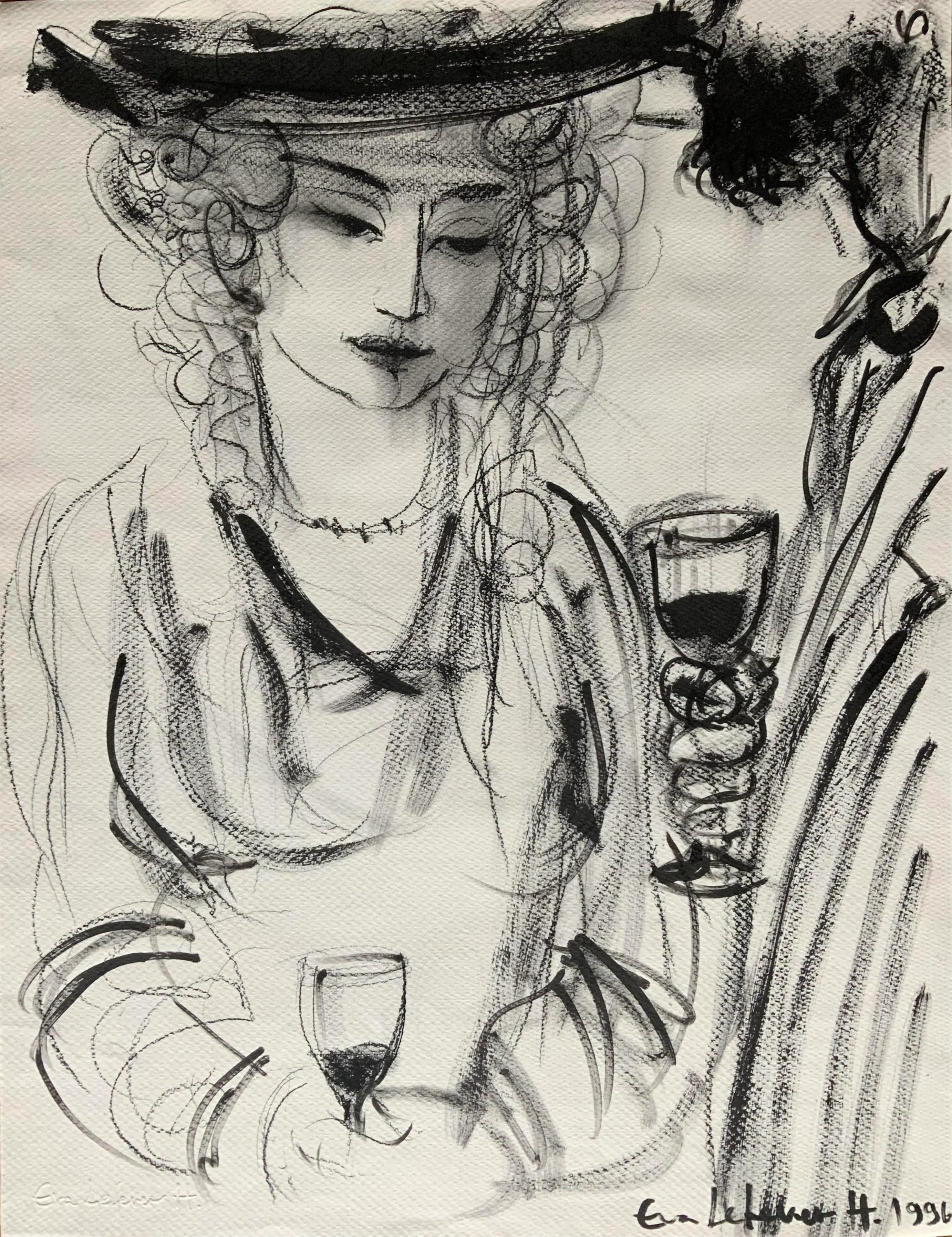Obra "Pareja con copas" de Eva Lefever