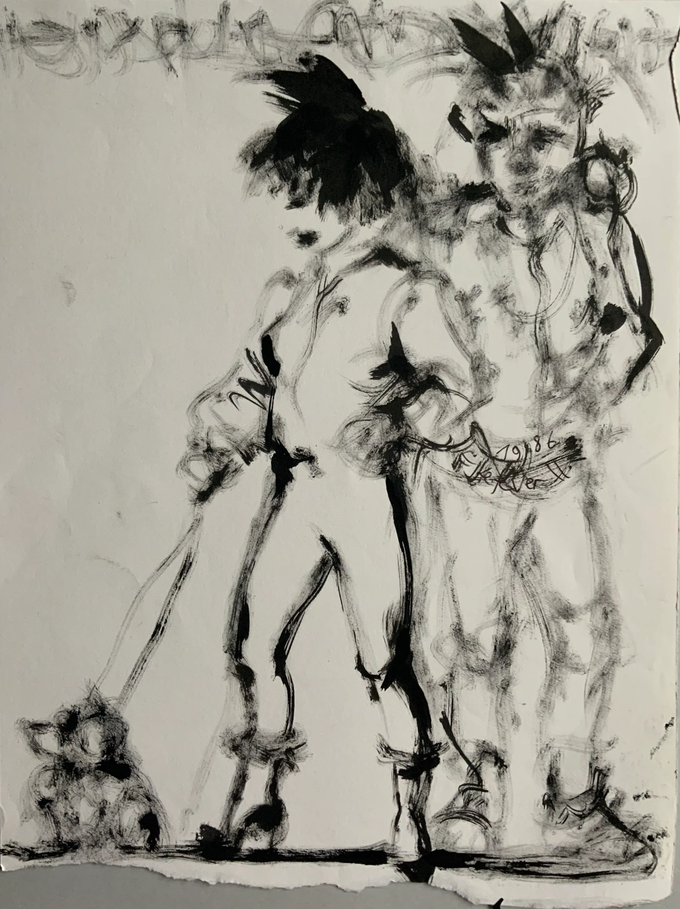 Obra "Pareja punk con mascota" de Eva Lefever