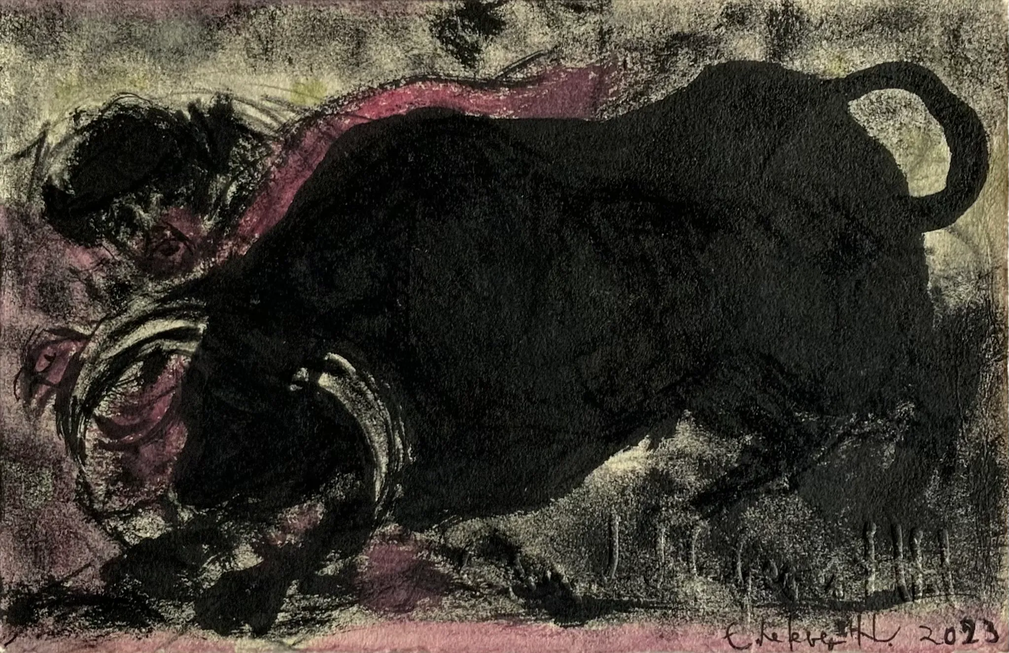 Obra "Torero y toro" de Eva Lefever