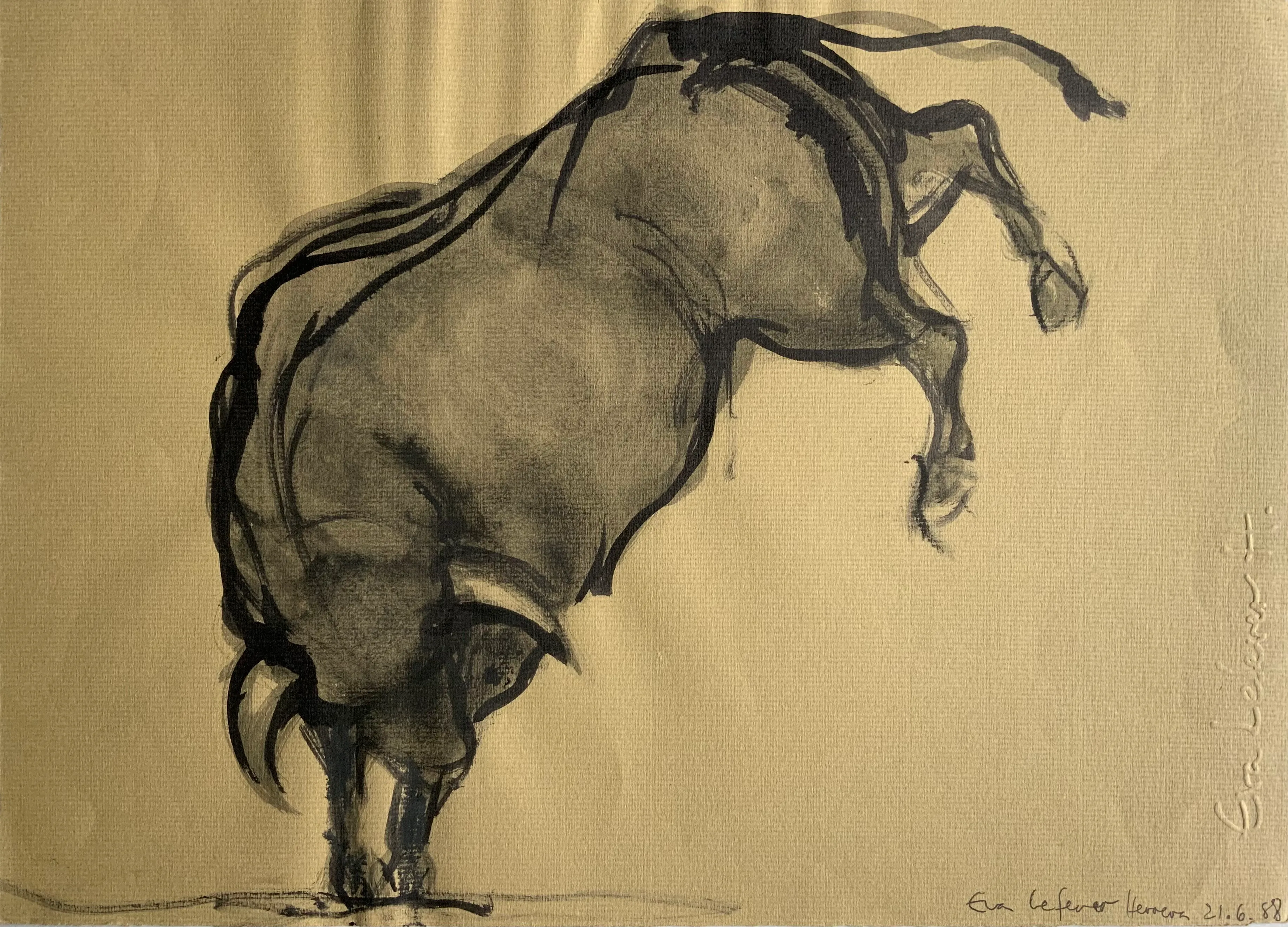 Obra "Toro con fondo ocre" de Eva Lefever