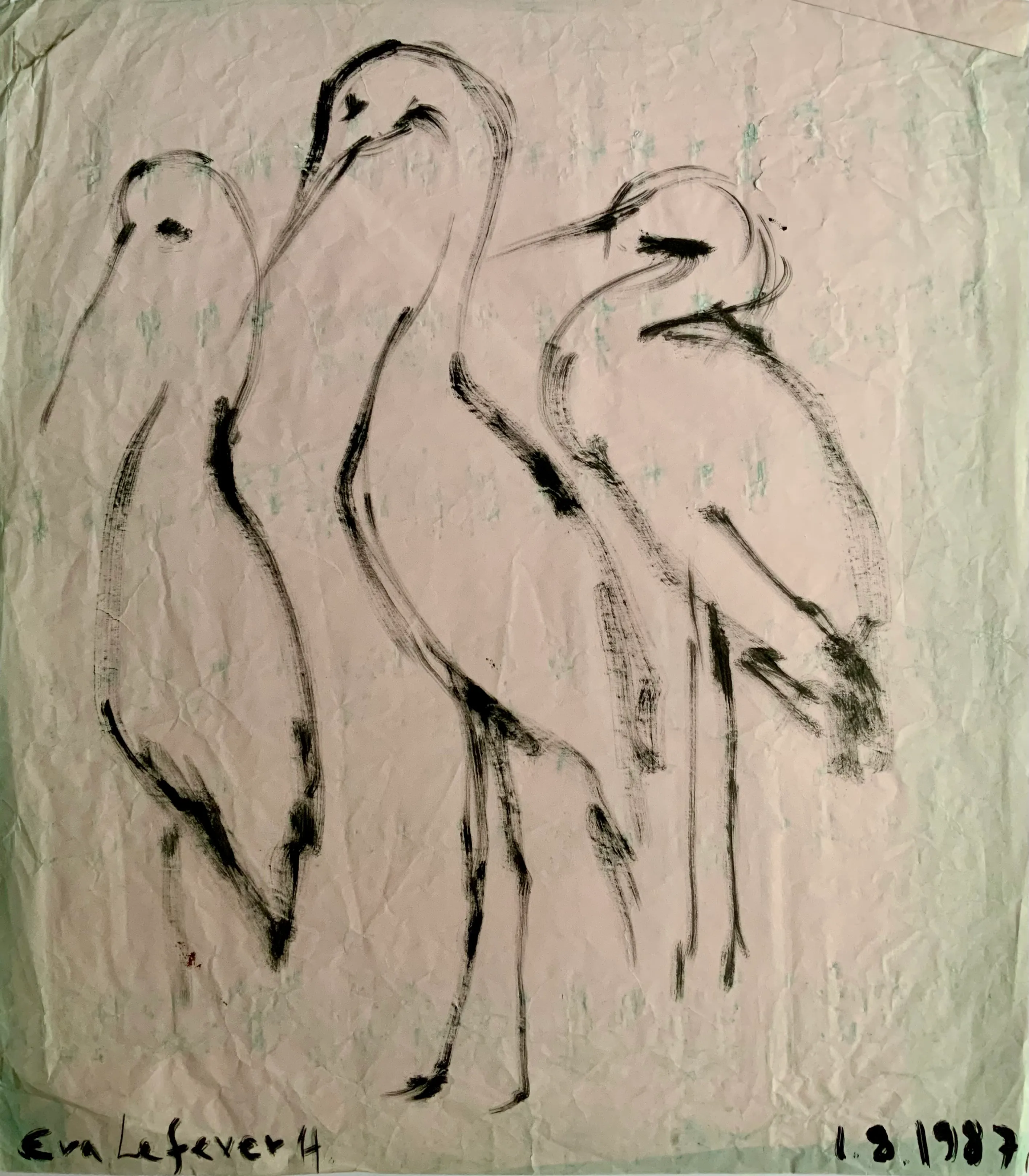 Obra "Trío de garzas" de Eva Lefever