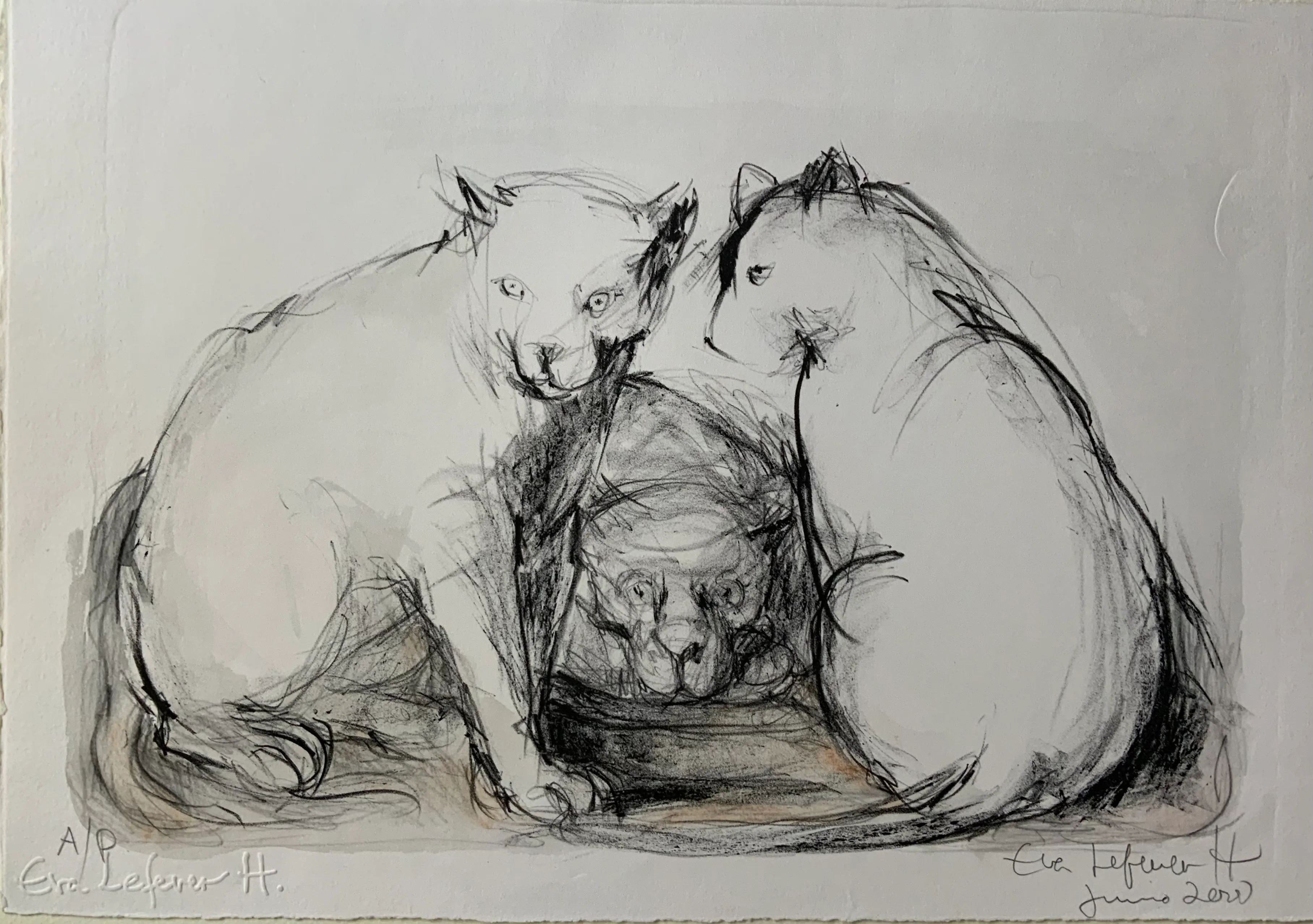 Obra "Trío felino" de Eva Lefever